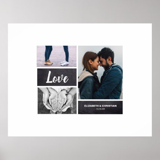Unterschrift | Foto Collage Wedding Poster (Vorne)