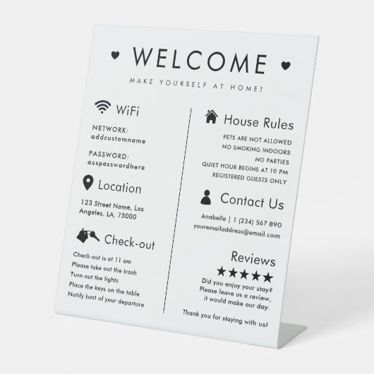 Unterschrift für die Gästebuchsordnung für die Ver Sockelschild (Vorderseite)