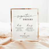 Unterschrift für Hochzeitstich | Modernes Bar Poster