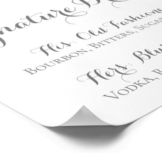 Unterschrift Getränke in Rosa und Weiße Blume Unte Poster (Ecke)