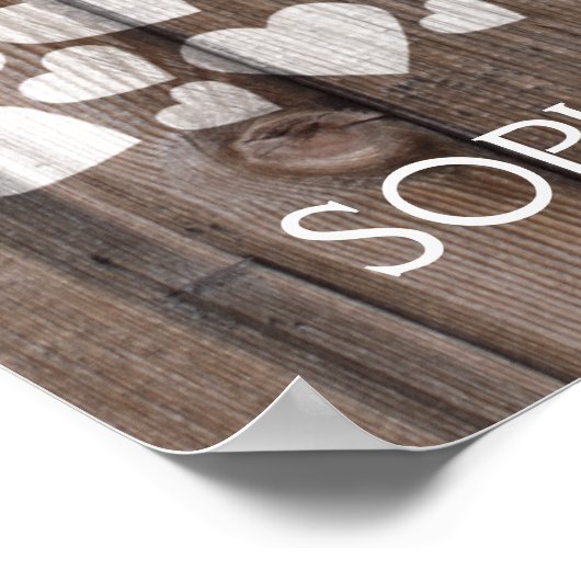 Unterschrift Hochzeitsbuchherzen signieren Holz Poster (Ecke)