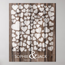 Unterschrift Hochzeitsbuchherzen signieren Holz Poster