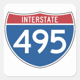 Unterschrift Interstate 495 Quadratischer Aufkleber