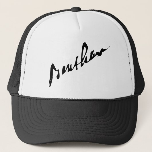 Unterschrift Jeremy Bentham Truckerkappe (Vorderseite)