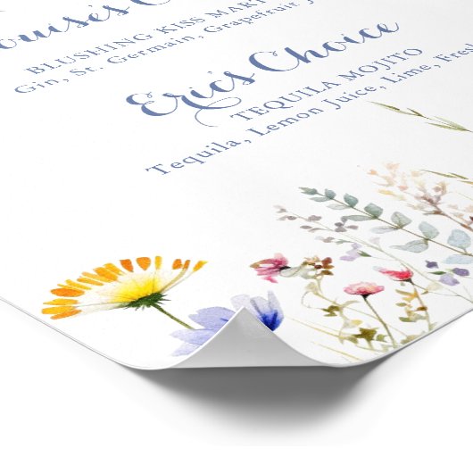 Unterschrift moderner mehrfarbiger Wildblume Geträ Poster (Ecke)