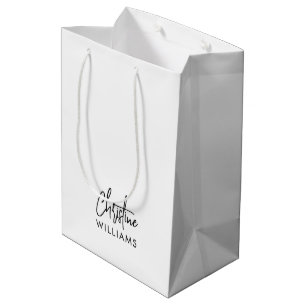 Unterschrift Monogramm Handschrift Weiß Mittlere Geschenktüte