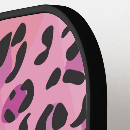 Unterschrift Retro Rosa und Orange Leopard Pickleball Schläger (Linke Seite)