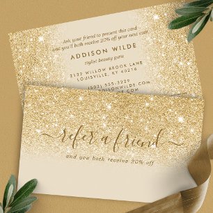 Unterschrift Schrift Gold Glitter Modern Weiblich Empfehlungskarte