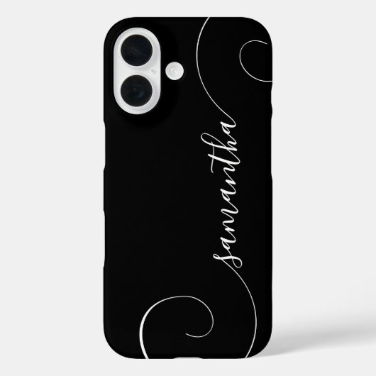 Unterschrift Schwarz-Weiß-Curly Case-Mate iPhone Hülle (Rückseite)
