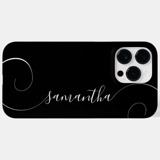 Unterschrift Schwarz-Weiß-Curly Case-Mate iPhone Hülle (Rückseite (Horizontal))