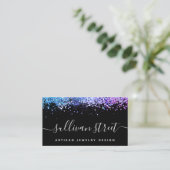 Unterschrift Script Glitter Glam QR Code Visitenkarte (Stehend Vorderseite)