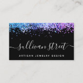 Unterschrift Script Glitter Glam QR Code Visitenkarte (Vorderseite)