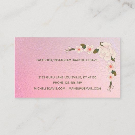 Unterschrift Skript Rosa und grüne Blumengeschäfte Visitenkarte (Rückseite)