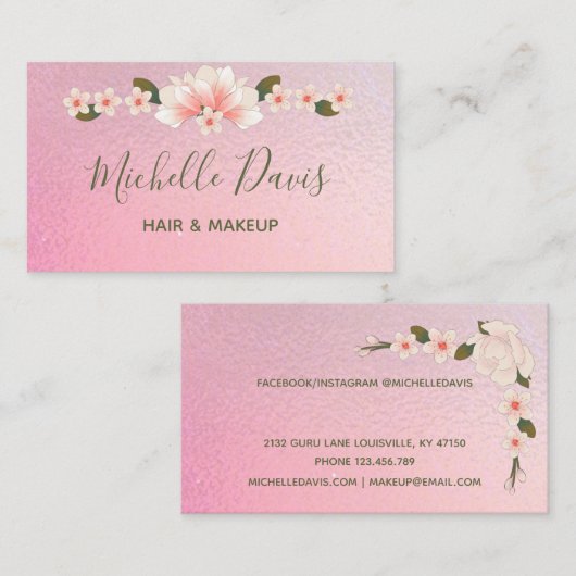 Unterschrift Skript Rosa und grüne Blumengeschäfte Visitenkarte (Vorne/Hinten)