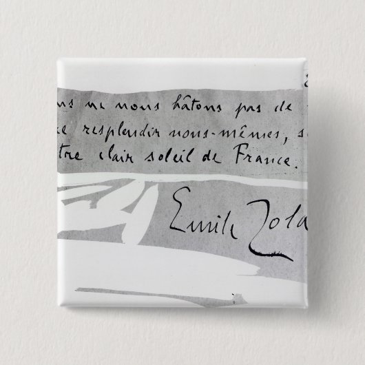 Unterschrift von Emile Zola Button (Vorderseite)