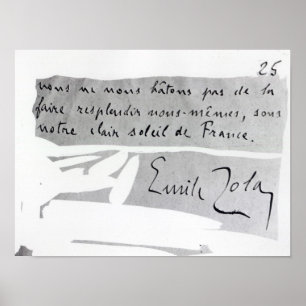 Unterschrift von Emile Zola Poster