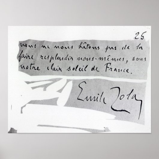 Unterschrift von Emile Zola Poster (Vorne)