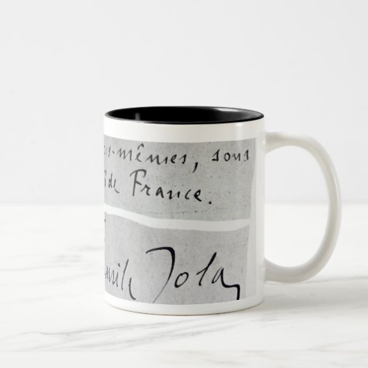 Unterschrift von Emile Zola Zweifarbige Tasse (Rechts)
