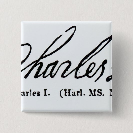 Unterschrift von König Charles I Button (Vorderseite)
