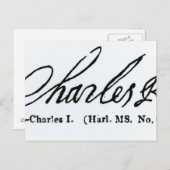 Unterschrift von König Charles I. Postkarte (Vorne/Hinten)