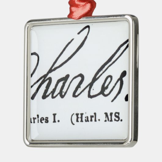 Unterschrift von König Charles I Silbernes Ornament (Links)