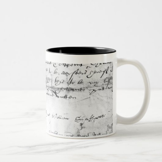 Unterschrift von William Shakespeare, 1616 Zweifarbige Tasse (Rechts)