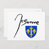 Unterschrift/Wappen von Jeanne d'Arc Postkarte (Vorne/Hinten)