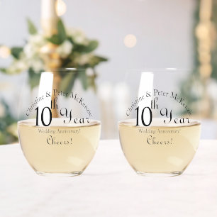 Unterschrift zum zehnten Jahrestag der Hochzeit Weinglas Ohne Stiel