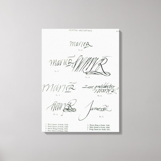 Unterschriften der Mary Queen of Schotten Leinwanddruck (Vorderseite)