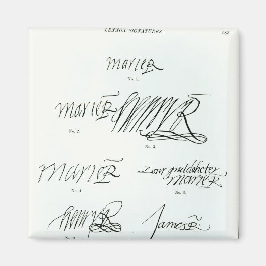 Unterschriften der Mary Queen of Schotten Magnet (Vorne)