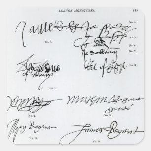 Unterschriften von Scottish 15. und von 16. Quadratischer Aufkleber