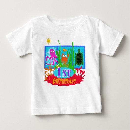 Unterseeisches Abenteuer-erster Geburtstag Baby T-shirt (Vorderseite)