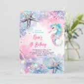 Unterseezauberei Geburtstagsbash Einladung (Stehend Vorderseite)