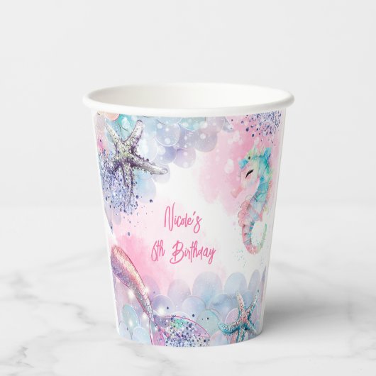 Unterseezauberei Geburtstagsbash Pappbecher (Rückseite)