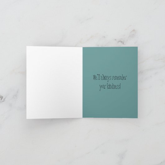 Unterseite unserer Herzen danken yous Dankeskarte (Innenseite)