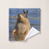 Unterseiten Up Ente Badhandtuch Set (Waschlappen)