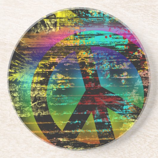 Untersetzer, Abstrakter Regenbogen, Peace Grunge Untersetzer (Vorne)