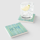 Untersetzer aquamarin, blau, grün und weiß Streife (Seitenansicht)