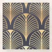 Untersetzer - Art Deco Gold Schwarzer Lüfter Desig (Vorderseite)