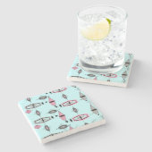 Untersetzer aus atomarem Pink- und Graumuster (Seitenansicht)