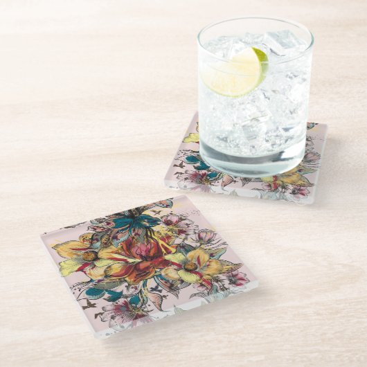 Untersetzer aus Blumenglas (Schrägansicht)