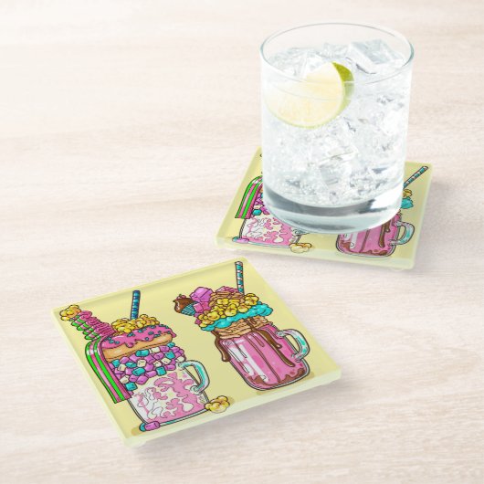 Untersetzer aus farbenfrohen Shakes (Schrägansicht)