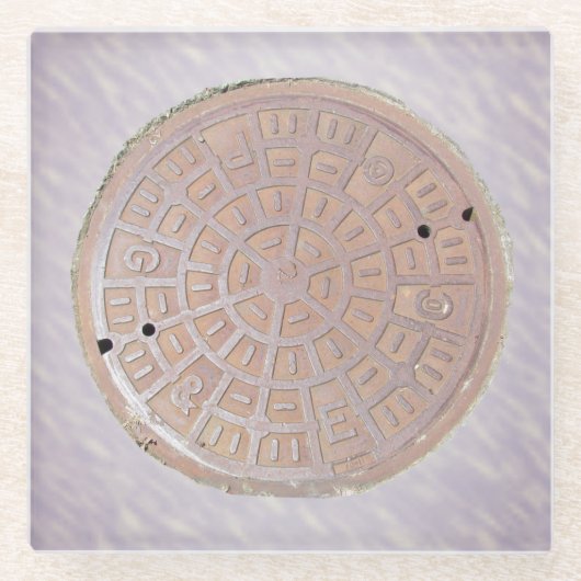Untersetzer aus Glas - Abdeckung aus Manhole (Vorderseite)