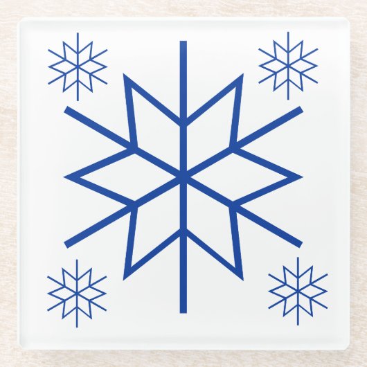 Untersetzer aus Glas - Blaue Schneeflocken (Vorderseite)