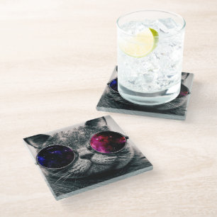 Untersetzer aus Glas - Coole Katze