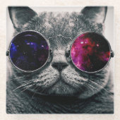 Untersetzer aus Glas - Coole Katze (Vorderseite)