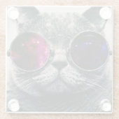 Untersetzer aus Glas - Coole Katze (Rückseite)