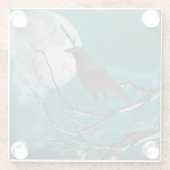 Untersetzer aus Glas, der Rabe in Grün (Rückseite)