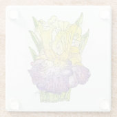 Untersetzer aus Glas - Gelb und Lila Irisfarbe (Rückseite)