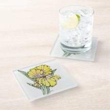 Untersetzer aus Glas - Gelbe Iris